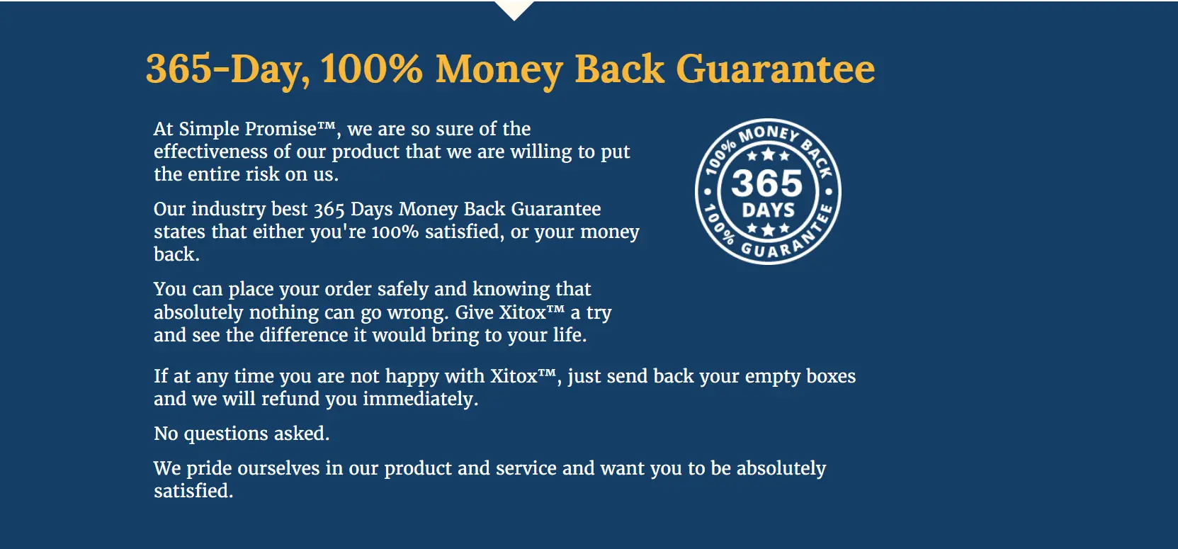 Xitox 365 Day Money Back Gurantee